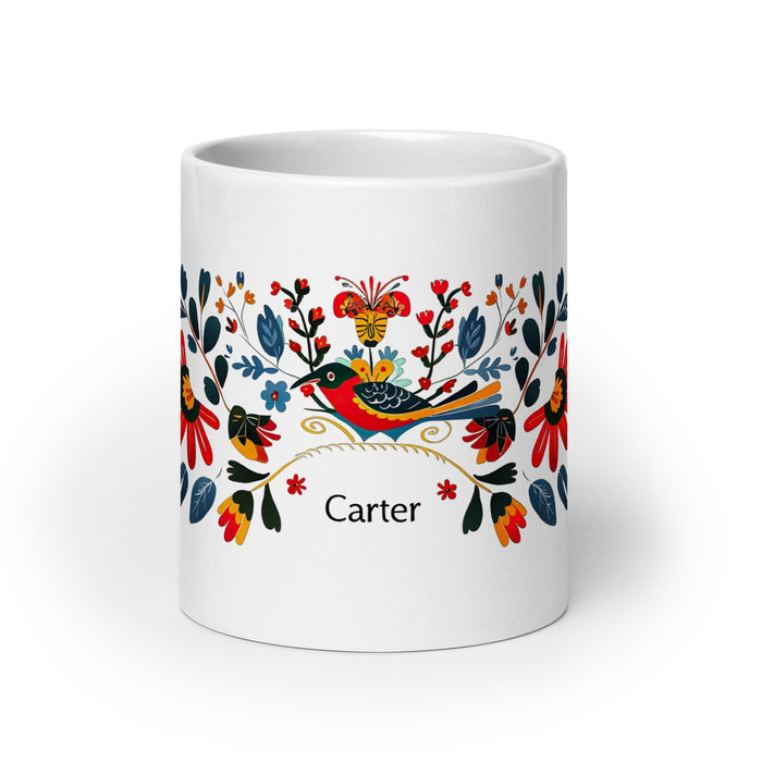 Carter Exclusive Name Art Piece Home Office Work Coffee Mug Mexican Spanish Pride Gift Cup One-Of-A-Kind Calligraphy White Glossy Mug | C35 Mexicada