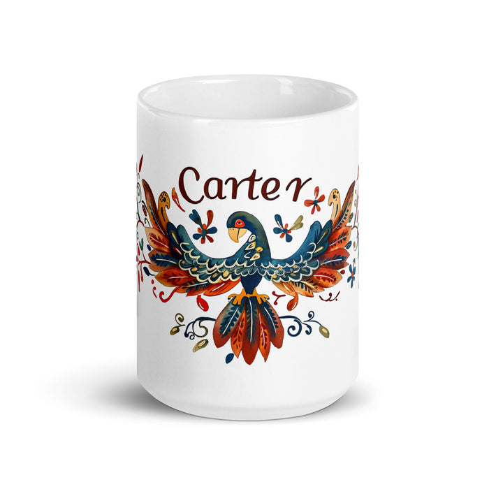 Carter Exclusive Name Art Piece Home Office Work Coffee Mug Mexican Spanish Pride Gift Cup One-Of-A-Kind Calligraphy White Glossy Mug | C37 Mexicada