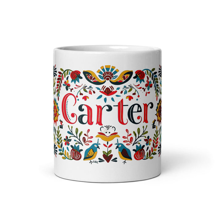 Carter Exclusive Name Art Piece Home Office Work Coffee Mug Mexican Spanish Pride Gift Cup One-Of-A-Kind Calligraphy White Glossy Mug | C38 Mexicada