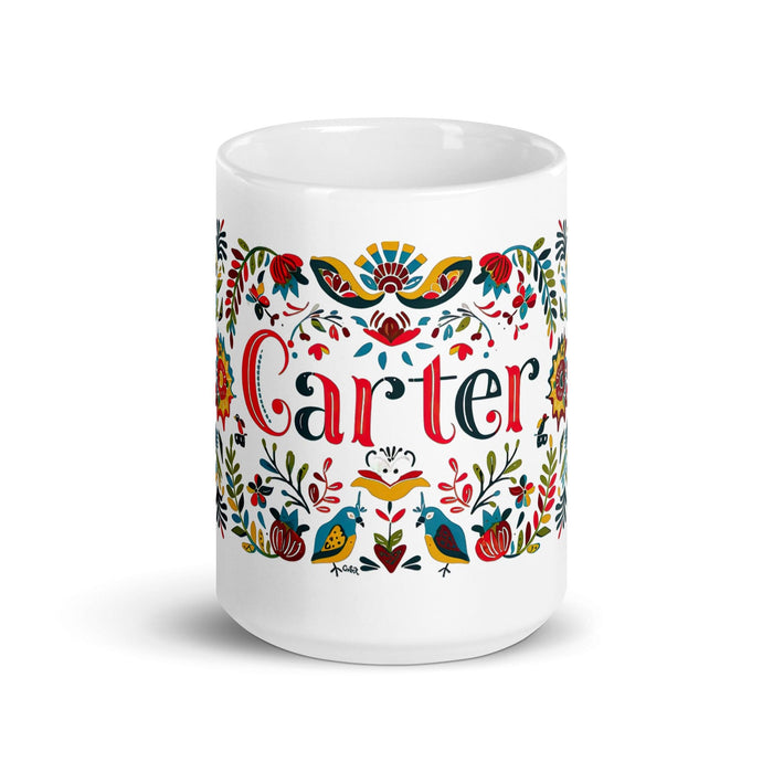 Carter Exclusive Name Art Piece Home Office Work Coffee Mug Mexican Spanish Pride Gift Cup One-Of-A-Kind Calligraphy White Glossy Mug | C38 Mexicada