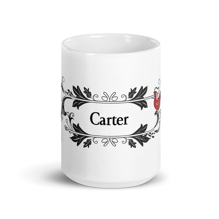 Carter Exclusive Name Art Piece Home Office Work Coffee Mug Mexican Spanish Pride Gift Cup One-Of-A-Kind Calligraphy White Glossy Mug | C4 Mexicada