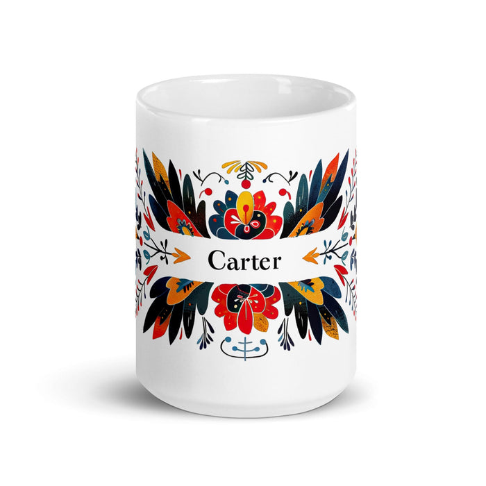 Carter Exclusive Name Art Piece Home Office Work Coffee Mug Mexican Spanish Pride Gift Cup One-Of-A-Kind Calligraphy White Glossy Mug | C5 Mexicada