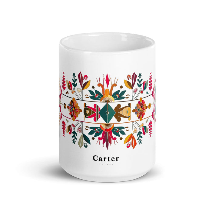 Carter Exclusive Name Art Piece Home Office Work Coffee Mug Mexican Spanish Pride Gift Cup One-Of-A-Kind Calligraphy White Glossy Mug | C6 Mexicada