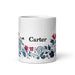 Carter Exclusive Name Art Piece Home Office Work Coffee Mug Mexican Spanish Pride Gift Cup One-Of-A-Kind Calligraphy White Glossy Mug | C7 Mexicada