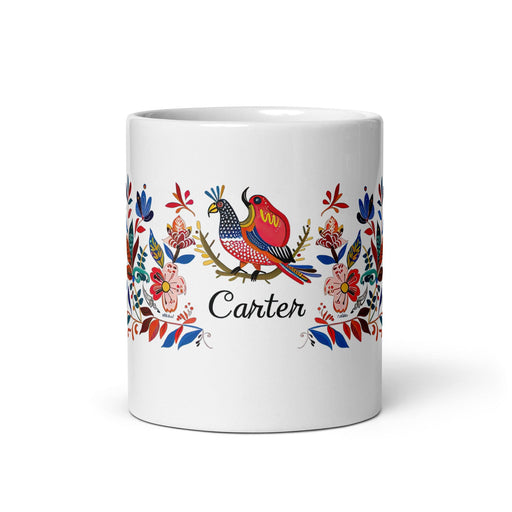 Carter Exclusive Name Art Piece Home Office Work Coffee Mug Mexican Spanish Pride Gift Cup One-Of-A-Kind Calligraphy White Glossy Mug | C8 Mexicada