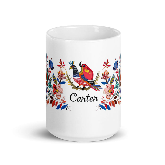 Carter Exclusive Name Art Piece Home Office Work Coffee Mug Mexican Spanish Pride Gift Cup One-Of-A-Kind Calligraphy White Glossy Mug | C8 Mexicada