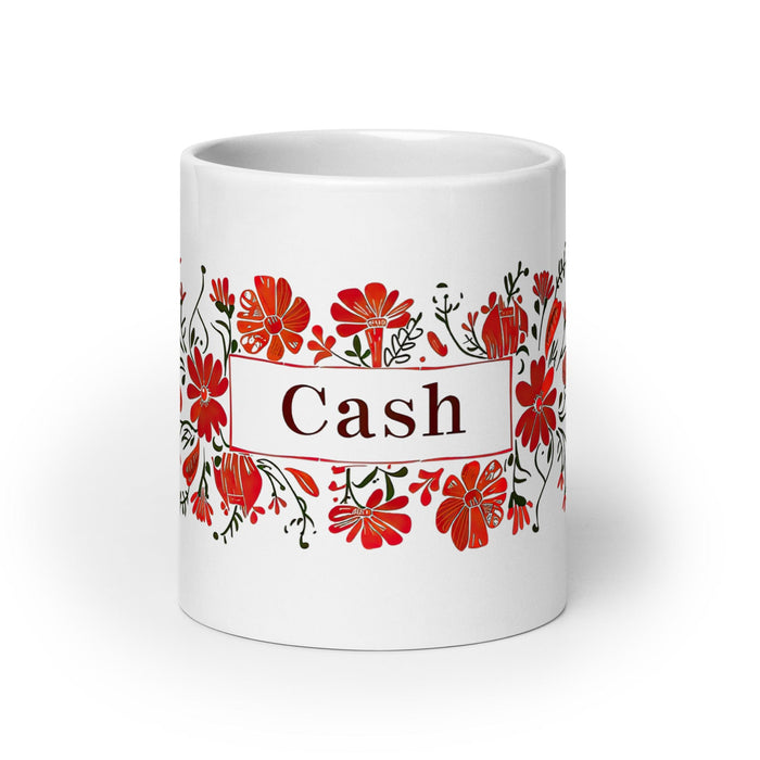 Cash Exclusive Name Art Piece Home Office Work Coffee Mug Mexican Spanish Pride Gift Cup One-Of-A-Kind Calligraphy White Glossy Mug | C1 Mexicada