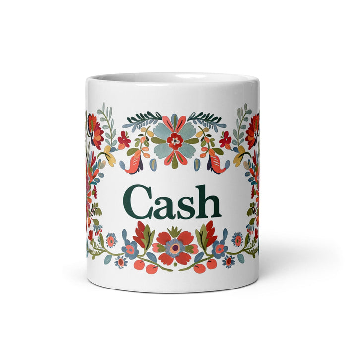 Cash Exclusive Name Art Piece Home Office Work Coffee Mug Mexican Spanish Pride Gift Cup One-Of-A-Kind Calligraphy White Glossy Mug | C10 Mexicada