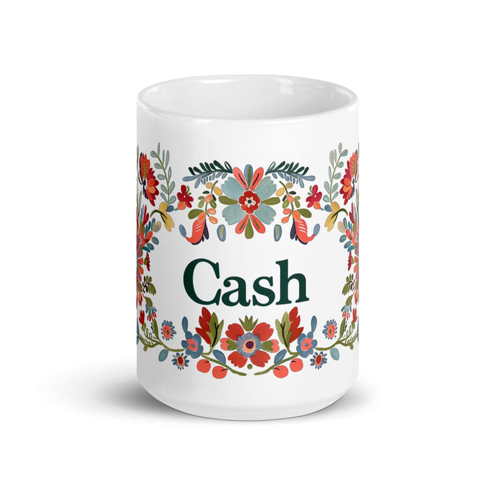 Cash Exclusive Name Art Piece Home Office Work Coffee Mug Mexican Spanish Pride Gift Cup One-Of-A-Kind Calligraphy White Glossy Mug | C10 Mexicada