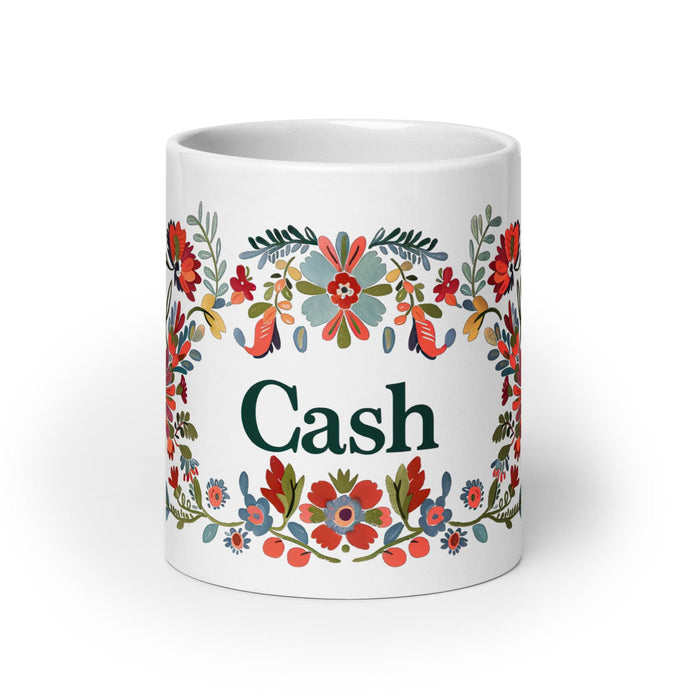 Cash Exclusive Name Art Piece Home Office Work Coffee Mug Mexican Spanish Pride Gift Cup One-Of-A-Kind Calligraphy White Glossy Mug | C10 Mexicada