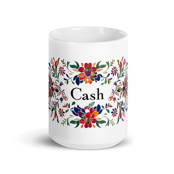 Cash Exclusive Name Art Piece Home Office Work Coffee Mug Mexican Spanish Pride Gift Cup One-Of-A-Kind Calligraphy White Glossy Mug | C11 Mexicada