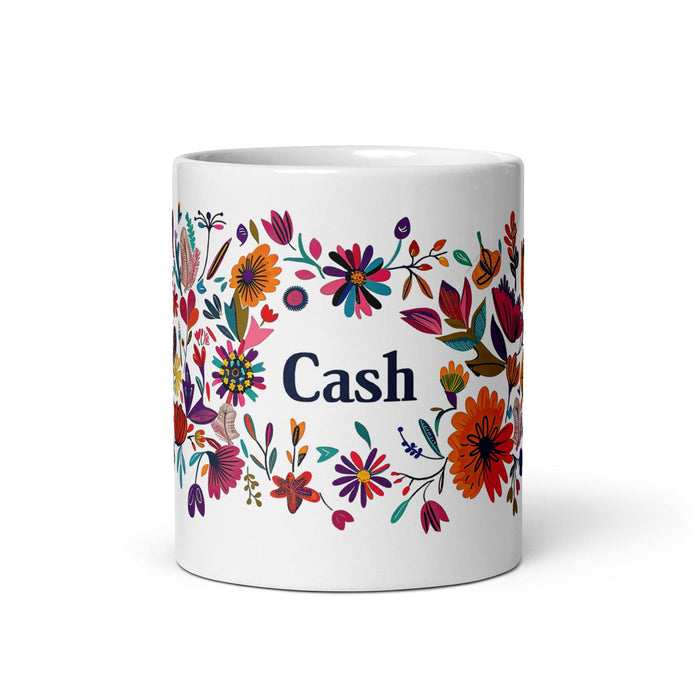 Cash Exclusive Name Art Piece Home Office Work Coffee Mug Mexican Spanish Pride Gift Cup One-Of-A-Kind Calligraphy White Glossy Mug | C12 Mexicada