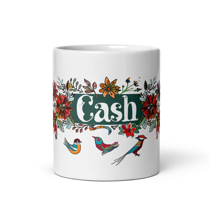 Cash Exclusive Name Art Piece Home Office Work Coffee Mug Mexican Spanish Pride Gift Cup One-Of-A-Kind Calligraphy White Glossy Mug | C13 Mexicada