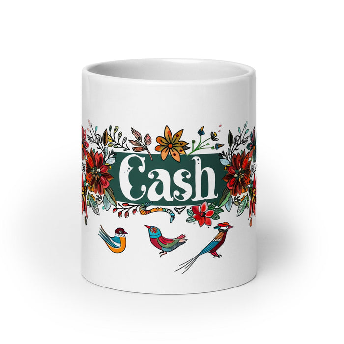 Cash Exclusive Name Art Piece Home Office Work Coffee Mug Mexican Spanish Pride Gift Cup One-Of-A-Kind Calligraphy White Glossy Mug | C13 Mexicada