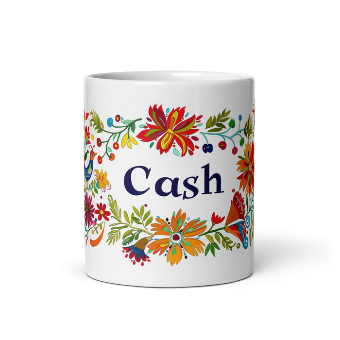 Cash Exclusive Name Art Piece Home Office Work Coffee Mug Mexican Spanish Pride Gift Cup One-Of-A-Kind Calligraphy White Glossy Mug | C14 Mexicada