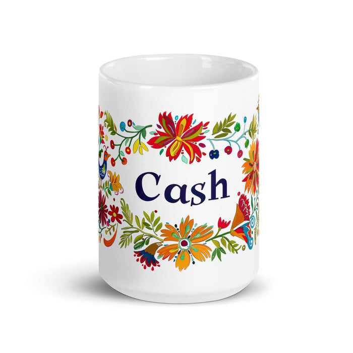 Cash Exclusive Name Art Piece Home Office Work Coffee Mug Mexican Spanish Pride Gift Cup One-Of-A-Kind Calligraphy White Glossy Mug | C14 Mexicada