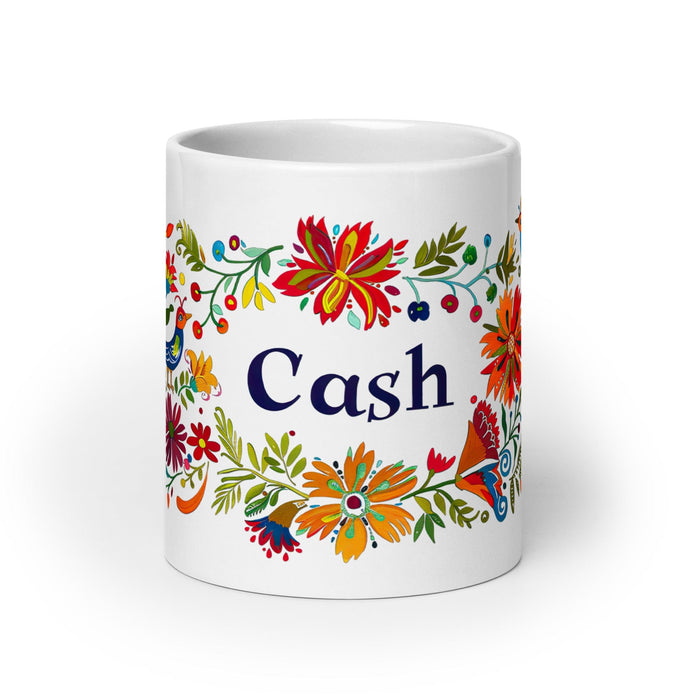 Cash Exclusive Name Art Piece Home Office Work Coffee Mug Mexican Spanish Pride Gift Cup One-Of-A-Kind Calligraphy White Glossy Mug | C14 Mexicada