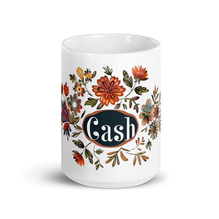 Cash Exclusive Name Art Piece Home Office Work Coffee Mug Mexican Spanish Pride Gift Cup One-Of-A-Kind Calligraphy White Glossy Mug | C16 Mexicada