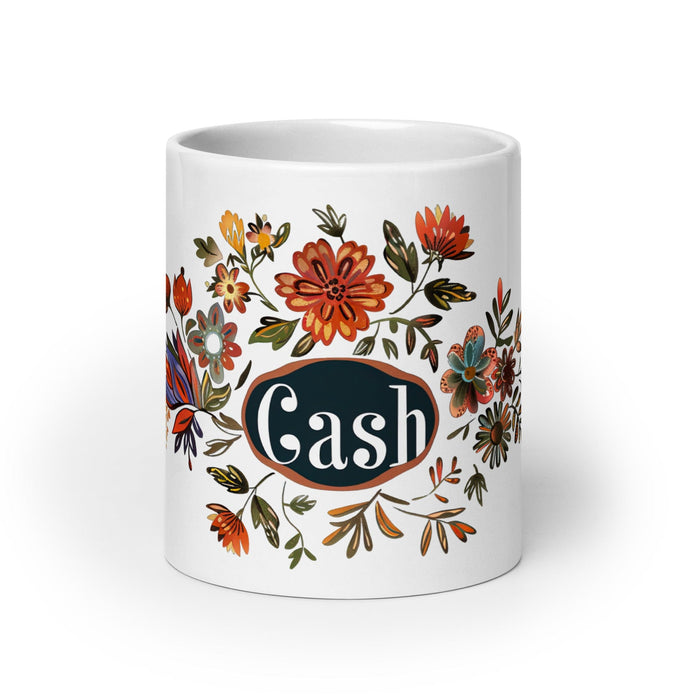 Cash Exclusive Name Art Piece Home Office Work Coffee Mug Mexican Spanish Pride Gift Cup One-Of-A-Kind Calligraphy White Glossy Mug | C16 Mexicada