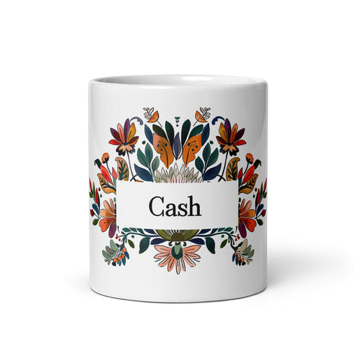 Cash Exclusive Name Art Piece Home Office Work Coffee Mug Mexican Spanish Pride Gift Cup One-Of-A-Kind Calligraphy White Glossy Mug | C18 Mexicada