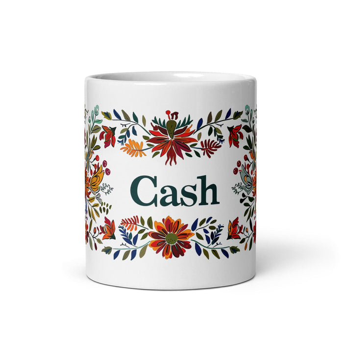 Cash Exclusive Name Art Piece Home Office Work Coffee Mug Mexican Spanish Pride Gift Cup One-Of-A-Kind Calligraphy White Glossy Mug | C2 Mexicada