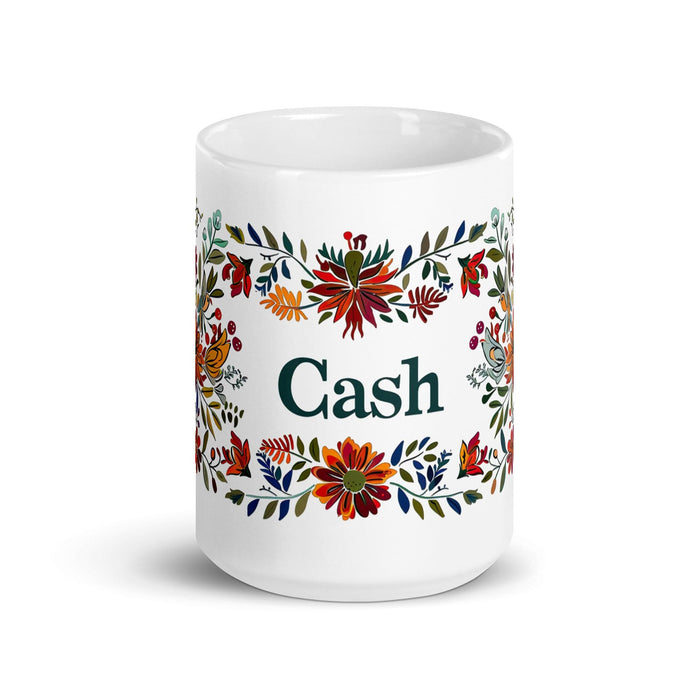 Cash Exclusive Name Art Piece Home Office Work Coffee Mug Mexican Spanish Pride Gift Cup One-Of-A-Kind Calligraphy White Glossy Mug | C2 Mexicada