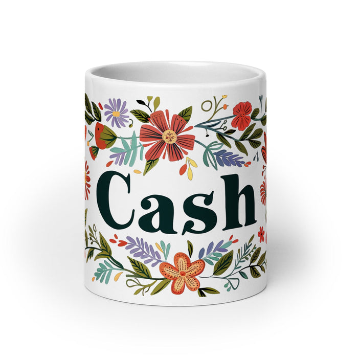 Cash Exclusive Name Art Piece Home Office Work Coffee Mug Mexican Spanish Pride Gift Cup One-Of-A-Kind Calligraphy White Glossy Mug | C22 Mexicada