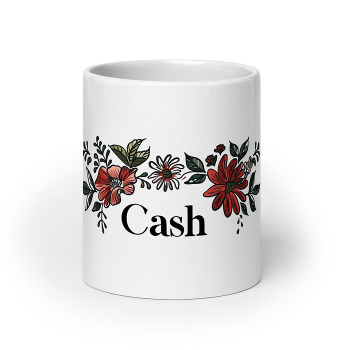 Cash Exclusive Name Art Piece Home Office Work Coffee Mug Mexican Spanish Pride Gift Cup One-Of-A-Kind Calligraphy White Glossy Mug | C27 Mexicada