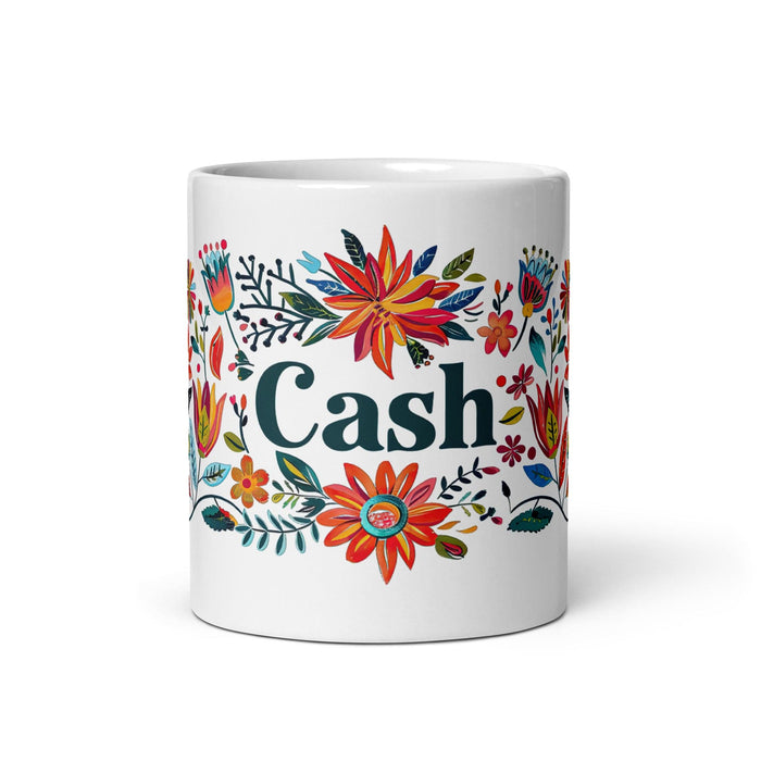 Cash Exclusive Name Art Piece Home Office Work Coffee Mug Mexican Spanish Pride Gift Cup One-Of-A-Kind Calligraphy White Glossy Mug | C3 Mexicada