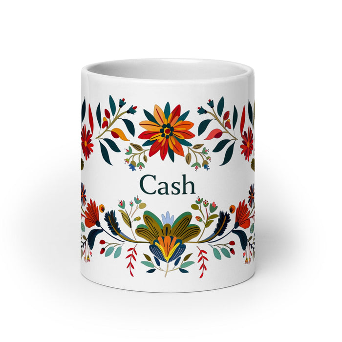 Cash Exclusive Name Art Piece Home Office Work Coffee Mug Mexican Spanish Pride Gift Cup One-Of-A-Kind Calligraphy White Glossy Mug | C4 Mexicada