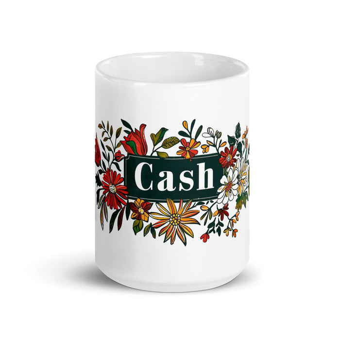 Cash Exclusive Name Art Piece Home Office Work Coffee Mug Mexican Spanish Pride Gift Cup One-Of-A-Kind Calligraphy White Glossy Mug | C5 Mexicada