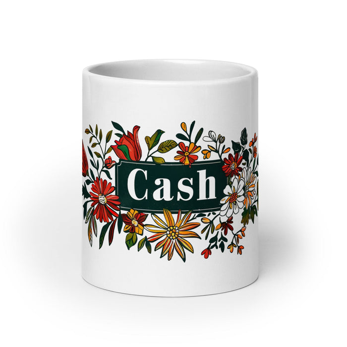 Cash Exclusive Name Art Piece Home Office Work Coffee Mug Mexican Spanish Pride Gift Cup One-Of-A-Kind Calligraphy White Glossy Mug | C5 Mexicada