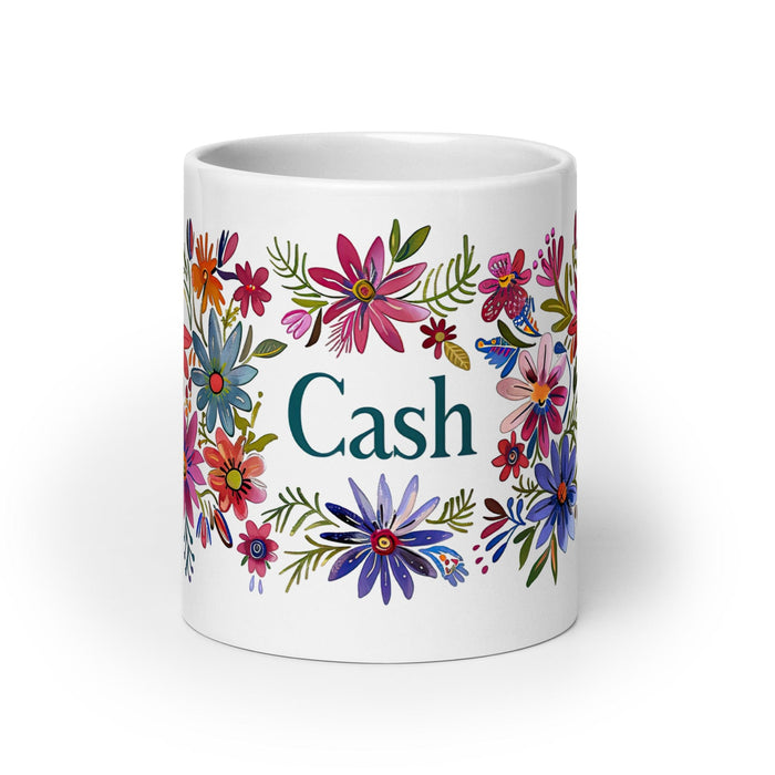 Cash Exclusive Name Art Piece Home Office Work Coffee Mug Mexican Spanish Pride Gift Cup One-Of-A-Kind Calligraphy White Glossy Mug | C6 Mexicada