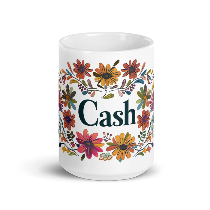 Cash Exclusive Name Art Piece Home Office Work Coffee Mug Mexican Spanish Pride Gift Cup One-Of-A-Kind Calligraphy White Glossy Mug | C7 Mexicada