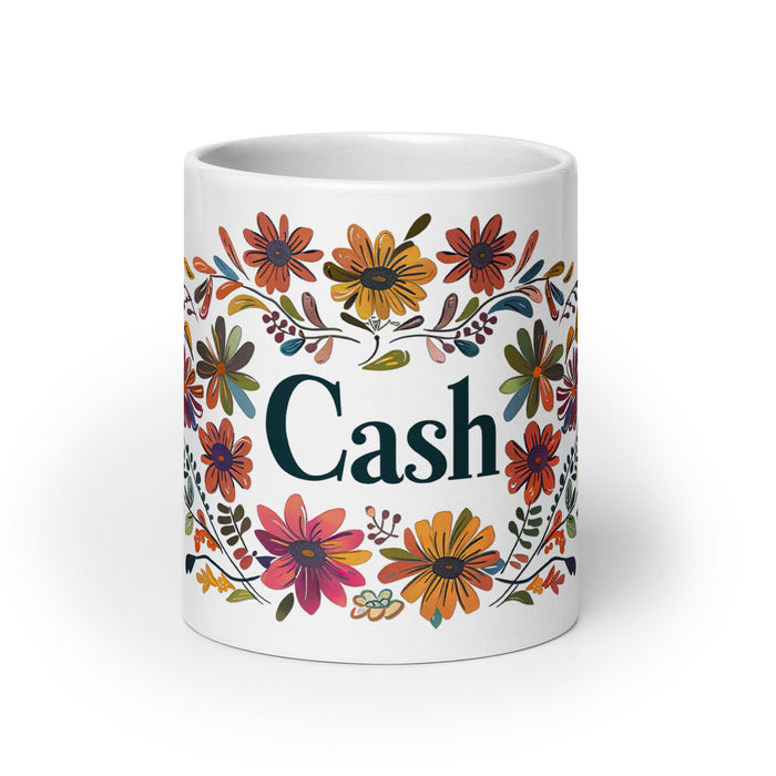 Cash Exclusive Name Art Piece Home Office Work Coffee Mug Mexican Spanish Pride Gift Cup One-Of-A-Kind Calligraphy White Glossy Mug | C7 Mexicada