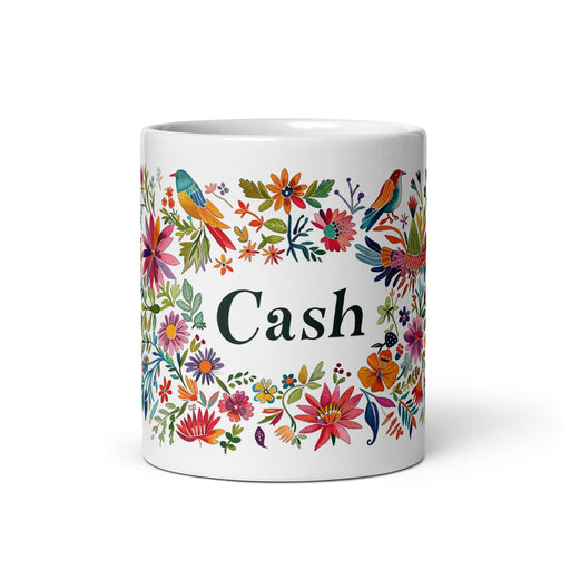 Cash Exclusive Name Art Piece Home Office Work Coffee Mug Mexican Spanish Pride Gift Cup One-Of-A-Kind Calligraphy White Glossy Mug | C8 Mexicada