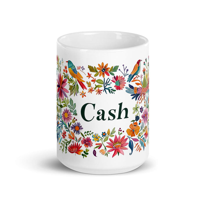 Cash Exclusive Name Art Piece Home Office Work Coffee Mug Mexican Spanish Pride Gift Cup One-Of-A-Kind Calligraphy White Glossy Mug | C8 Mexicada