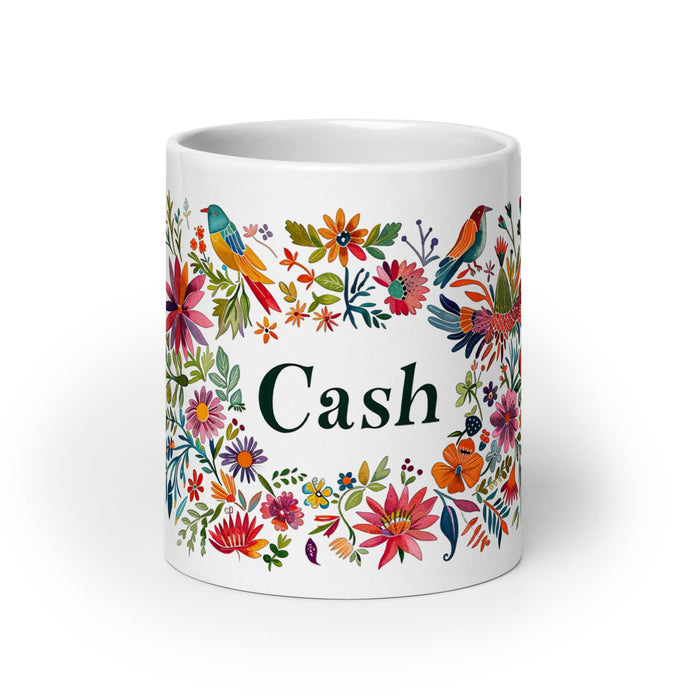 Cash Exclusive Name Art Piece Home Office Work Coffee Mug Mexican Spanish Pride Gift Cup One-Of-A-Kind Calligraphy White Glossy Mug | C8 Mexicada