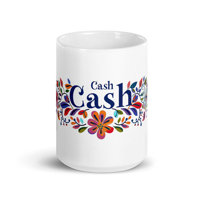 Cash Exclusive Name Art Piece Home Office Work Coffee Mug Mexican Spanish Pride Gift Cup One-Of-A-Kind Calligraphy White Glossy Mug | C9 Mexicada