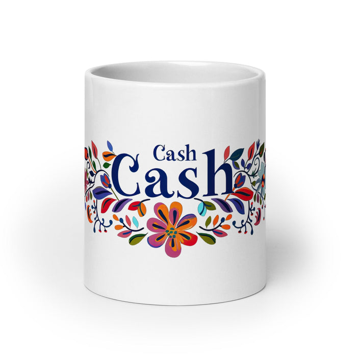 Cash Exclusive Name Art Piece Home Office Work Coffee Mug Mexican Spanish Pride Gift Cup One-Of-A-Kind Calligraphy White Glossy Mug | C9 Mexicada