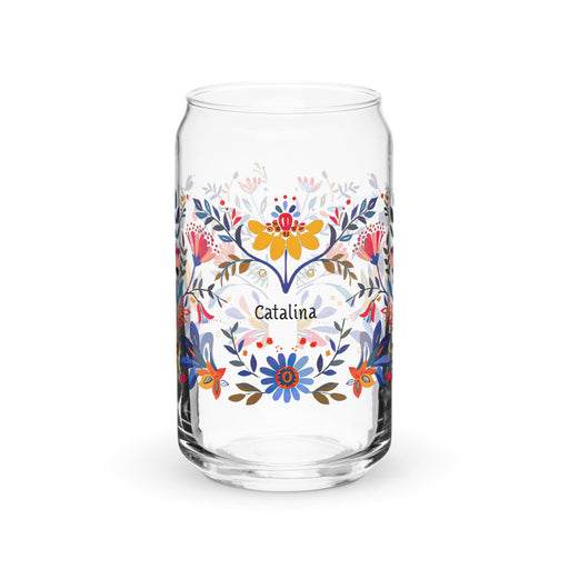 Catalina Exclusive Name Art Piece Can-Shaped Glass Home Office Work Mexican Spanish Pride Gift Cup One-Of-A-Kind Calligraphy Glass | C1 Mexicada 16 oz (No Lid No Straw)