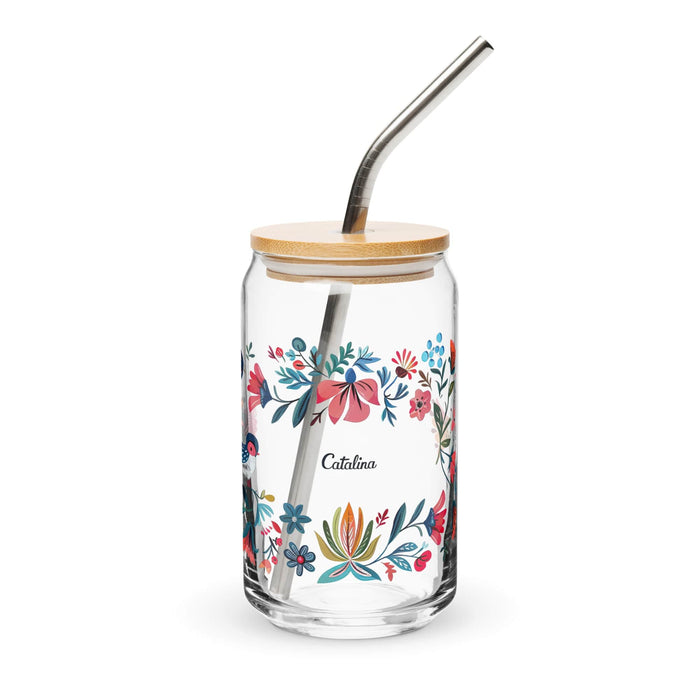 Catalina Exclusive Name Art Piece Can-Shaped Glass Home Office Work Mexican Spanish Pride Gift Cup One-Of-A-Kind Calligraphy Glass | C12 Mexicada 16 oz With Lid & Straw