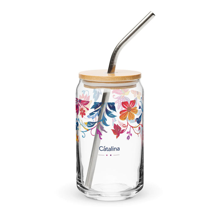 Catalina Exclusive Name Art Piece Can-Shaped Glass Home Office Work Mexican Spanish Pride Gift Cup One-Of-A-Kind Calligraphy Glass | C13 Mexicada 16 oz With Lid & Straw