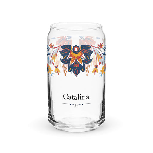 Catalina Exclusive Name Art Piece Can-Shaped Glass Home Office Work Mexican Spanish Pride Gift Cup One-Of-A-Kind Calligraphy Glass | C14 Mexicada 16 oz (No Lid No Straw)