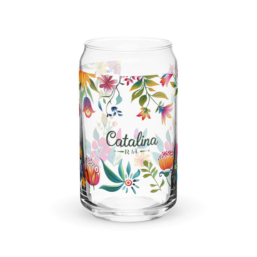 Catalina Exclusive Name Art Piece Can-Shaped Glass Home Office Work Mexican Spanish Pride Gift Cup One-Of-A-Kind Calligraphy Glass | C16 Mexicada 16 oz