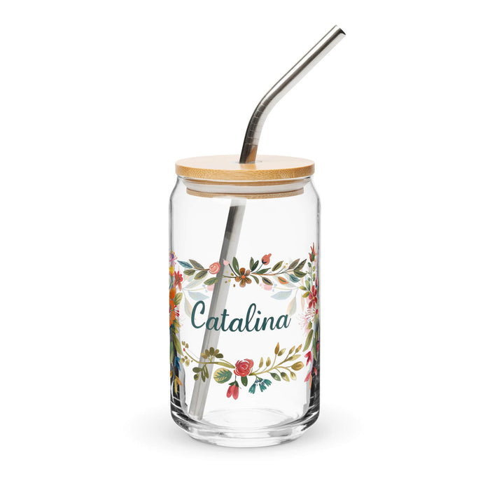 Catalina Exclusive Name Art Piece Can-Shaped Glass Home Office Work Mexican Spanish Pride Gift Cup One-Of-A-Kind Calligraphy Glass | C3 Mexicada 16 oz With Lid & Straw