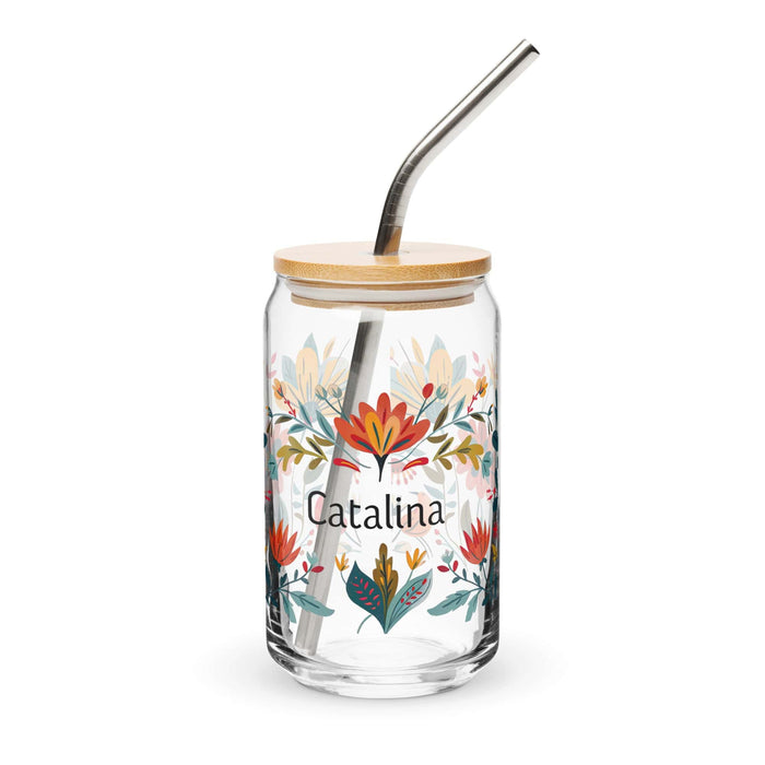 Catalina Exclusive Name Art Piece Can-Shaped Glass Home Office Work Mexican Spanish Pride Gift Cup One-Of-A-Kind Calligraphy Glass | C5 Mexicada 16 oz With Lid & Straw