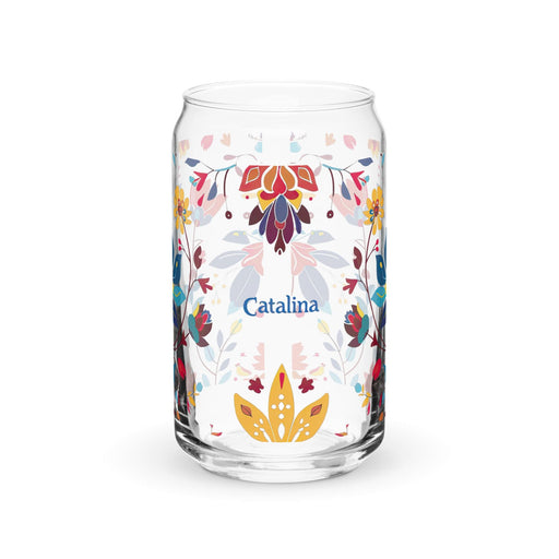 Catalina Exclusive Name Art Piece Can-Shaped Glass Home Office Work Mexican Spanish Pride Gift Cup One-Of-A-Kind Calligraphy Glass | C6 Mexicada 16 oz (No Lid No Straw)