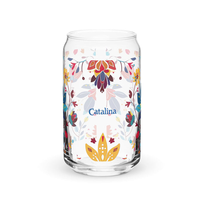 Catalina Exclusive Name Art Piece Can-Shaped Glass Home Office Work Mexican Spanish Pride Gift Cup One-Of-A-Kind Calligraphy Glass | C6 Mexicada 16 oz (No Lid No Straw)