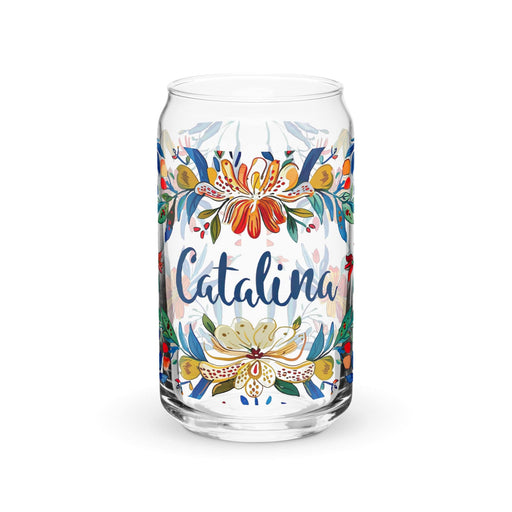 Catalina Exclusive Name Art Piece Can-Shaped Glass Home Office Work Mexican Spanish Pride Gift Cup One-Of-A-Kind Calligraphy Glass | C7 Mexicada 16 oz